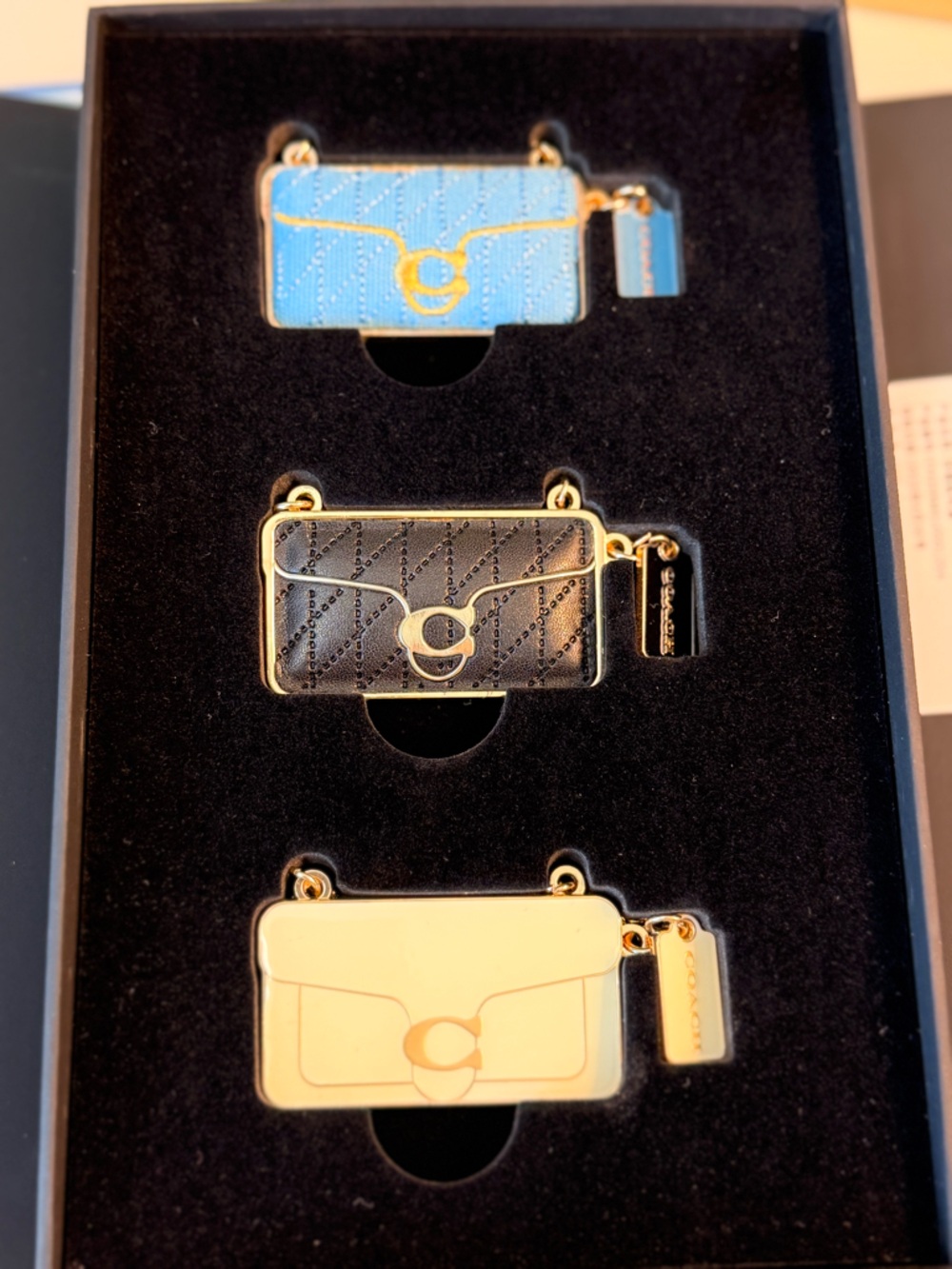 New Coach Mini Tabby Bag Charm Magnet Set (3-Piece Gift Box)